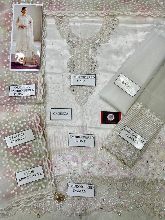 Baroque Organza 3-Piece Suit (WHITE)