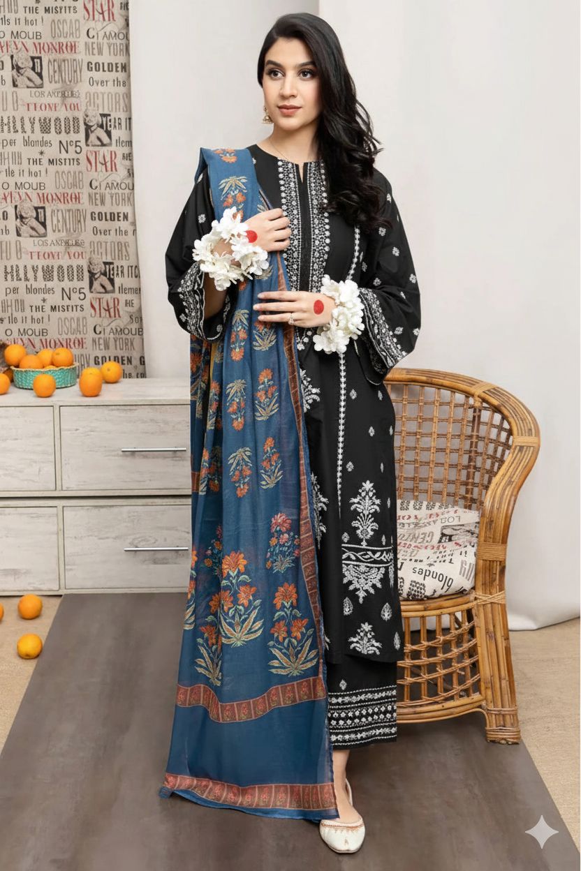 SUMMER COLLECTION - Lawn 3PC Embroidered